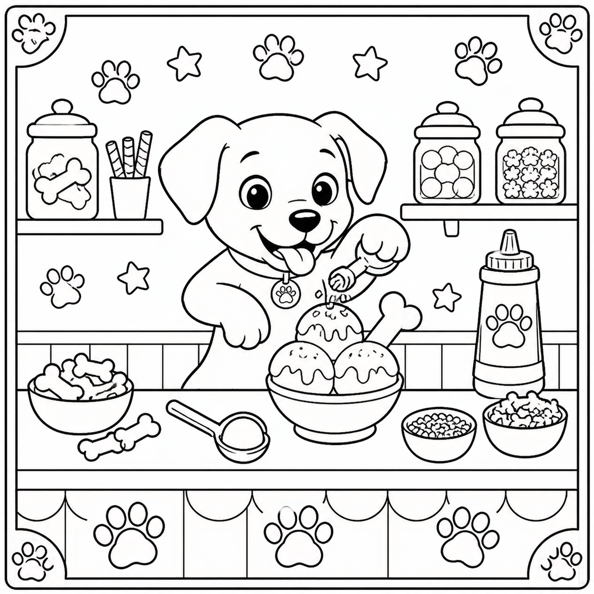 Puppy making a sundae