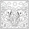 Puppy ice-cream picnic