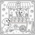 Puppy at an ice-cream cart