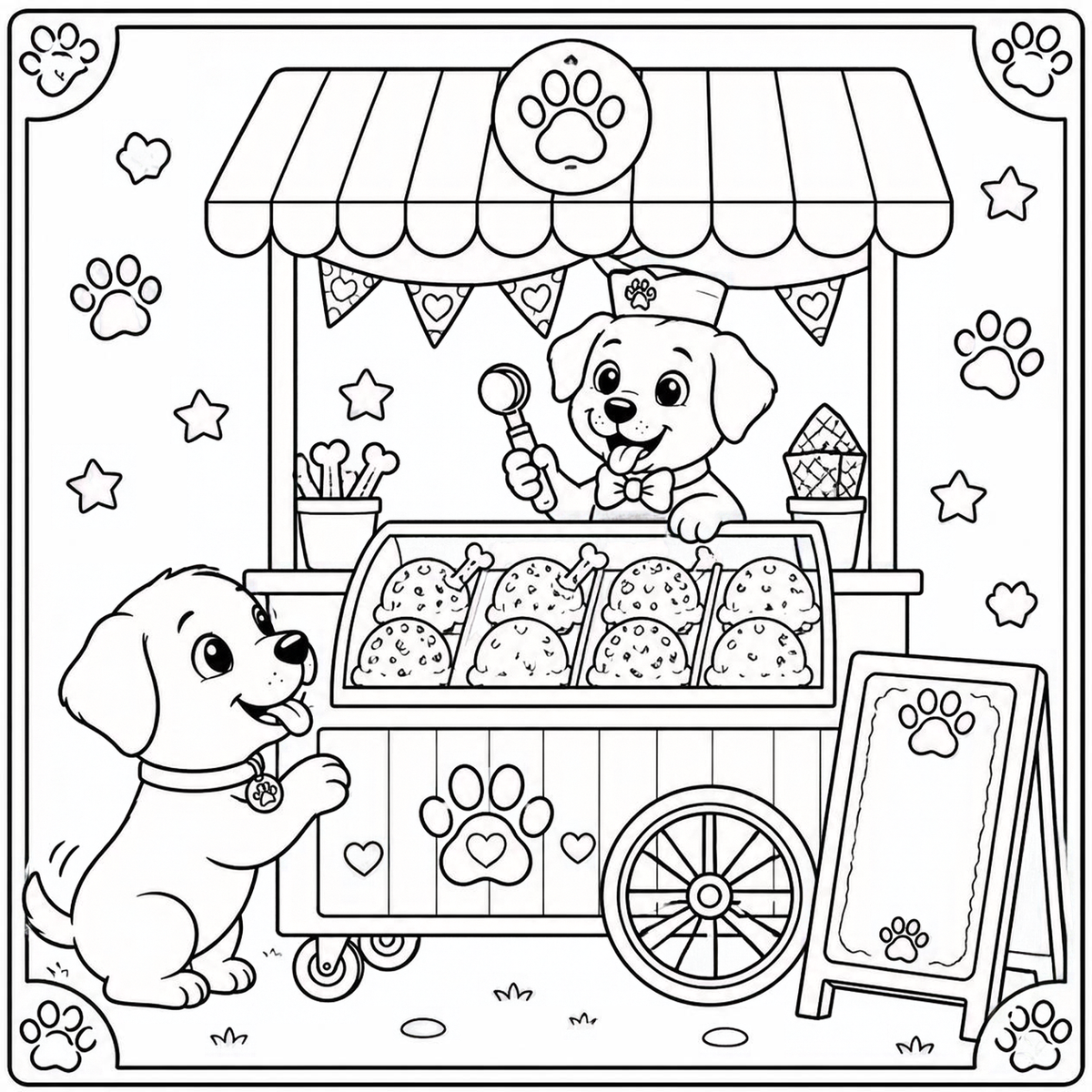 Puppy at an ice-cream cart